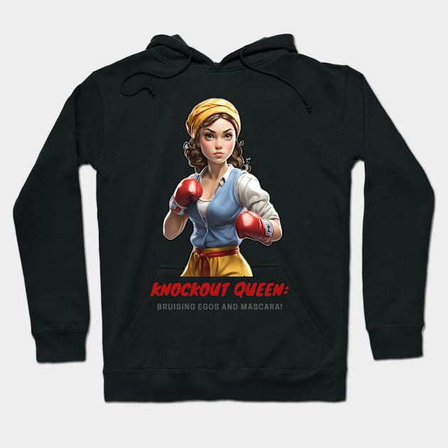 Knockout Queen Female Boxing Fighter Hoodie by coloringiship